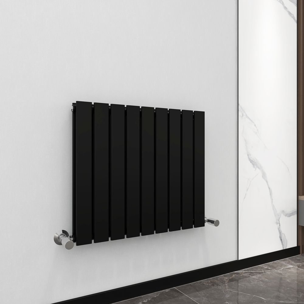 Black 4151 BTU Double Flat Panel Vertical Column Radiator 600 x 612mm Image 2