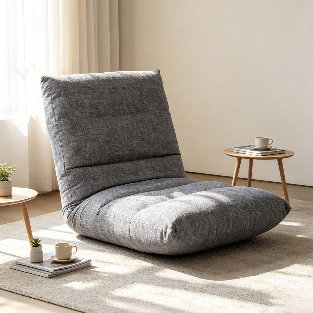 Living and Home Grey Chenille 14-Position Reclining Floor Chair Image 8