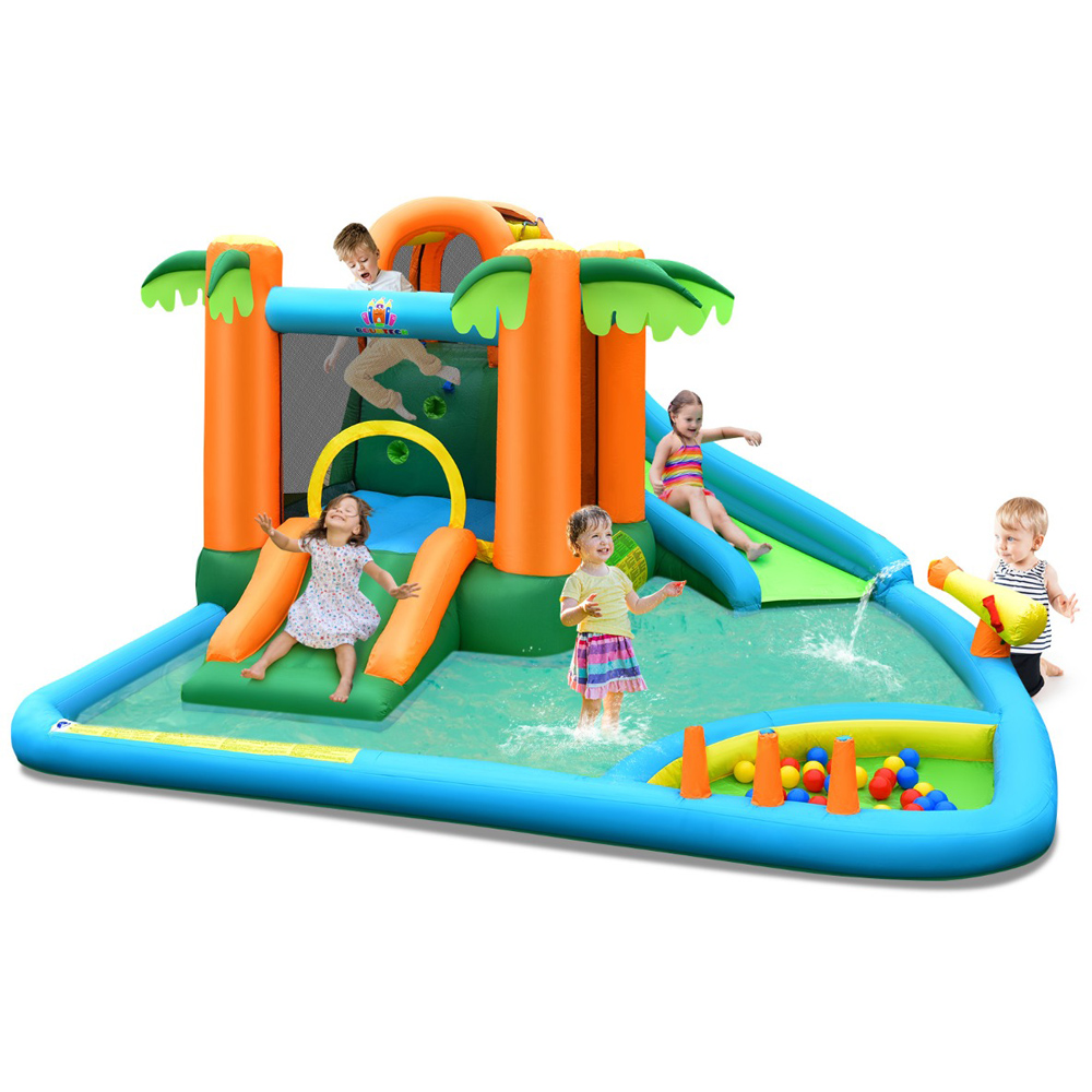 Costway 7 in 1 Inflatable Bounce House with Slide and Trampoline Image 2