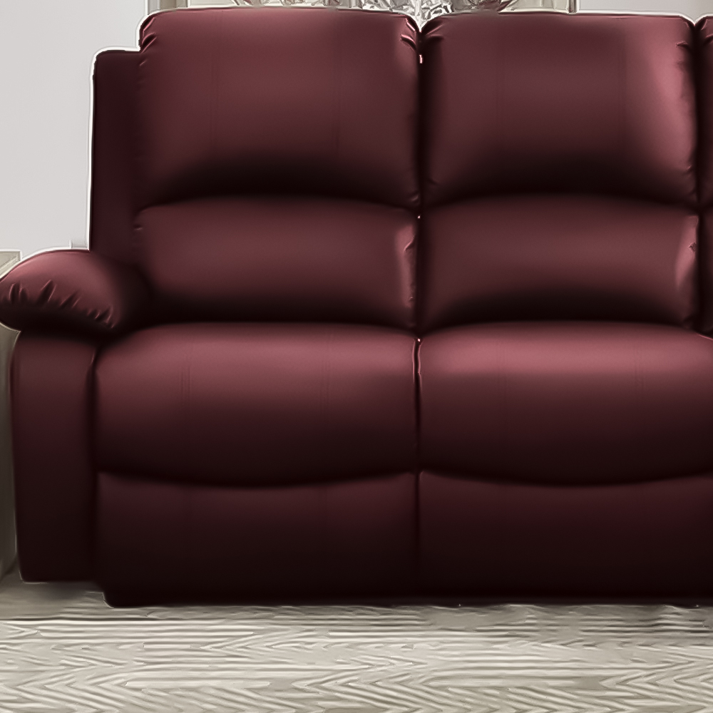 Brooklyn 3 Seater Red Bonded Leather Manual Recliner Sofa Image 3