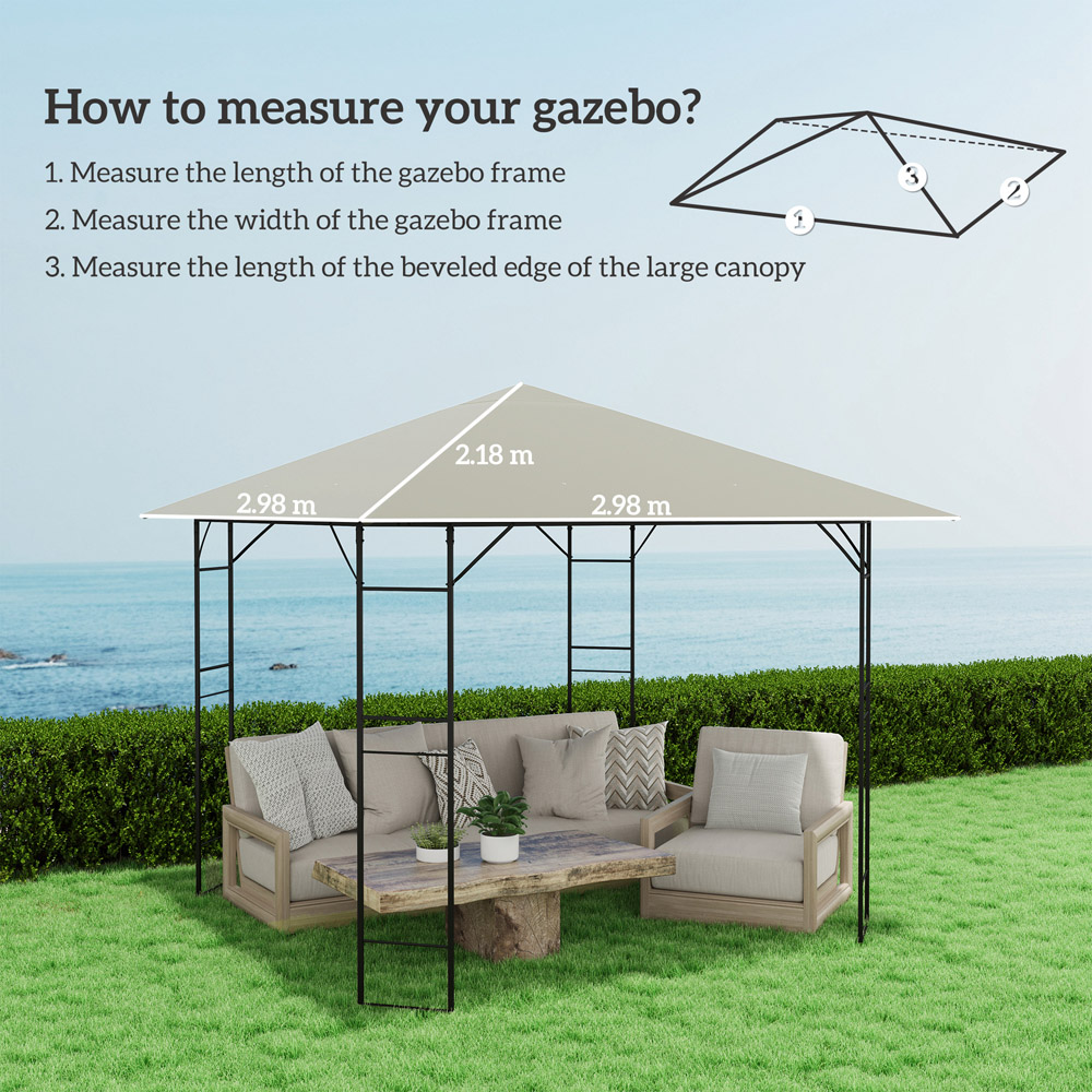 Outsunny 3 x 3m Grey Gazebo Canopy Replacement Cover with Drain Holes Image 9