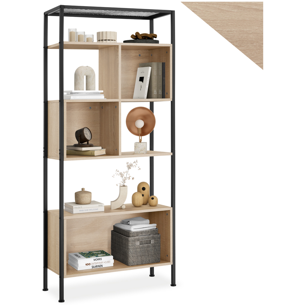 tectake Hastings 5 Shelf Oak Sonoma Shelving Unit Image 2