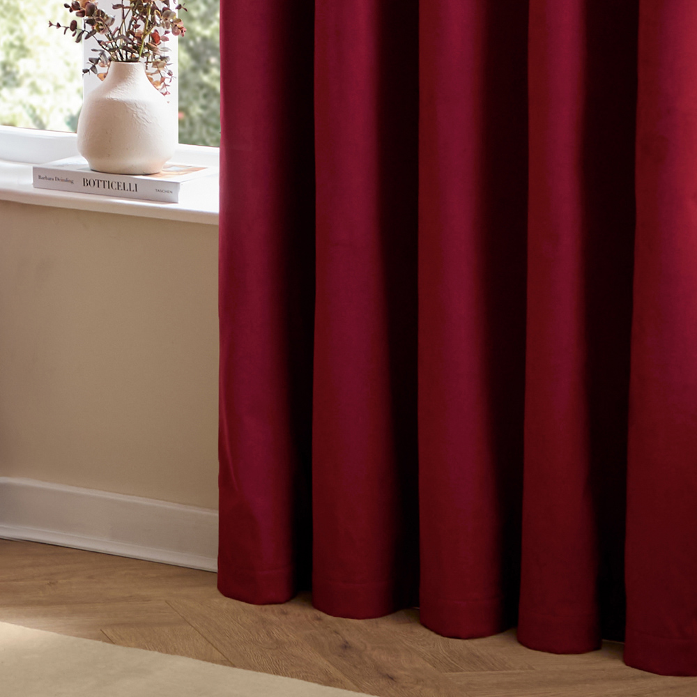 Furn The Ultimate Burgundy Velvet Fully Lined Eyelet Curtains 117 x 183cm Image 4