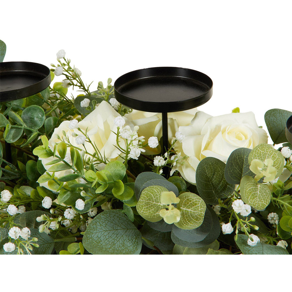 Floral Triple Centrepiece Candle Holder Green Image 4