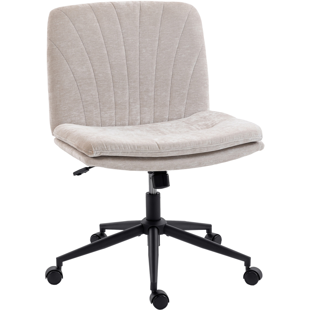 Portland Beige Criss Cross Armless Wide Swivel Office Chair Image 2
