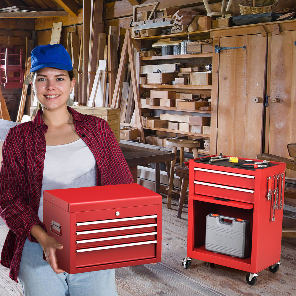 Costway 6 Drawer Red Detachable Tool Storage Cabinet Image 2