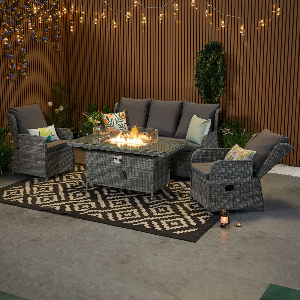 Furniture One 8 Seater Rattan Garden Furniture with Fire Pit Table Image 4