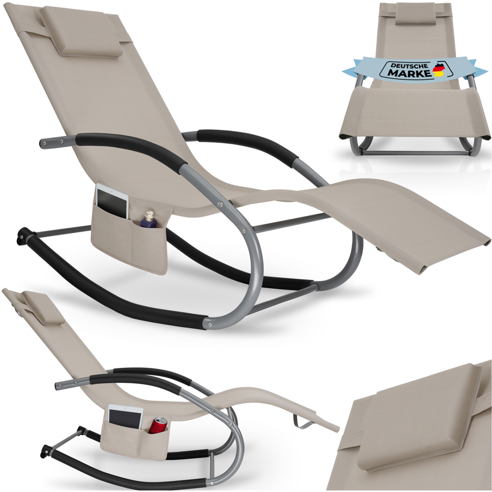 tectake Taya Beige Rocking Sun Lounger Image 2