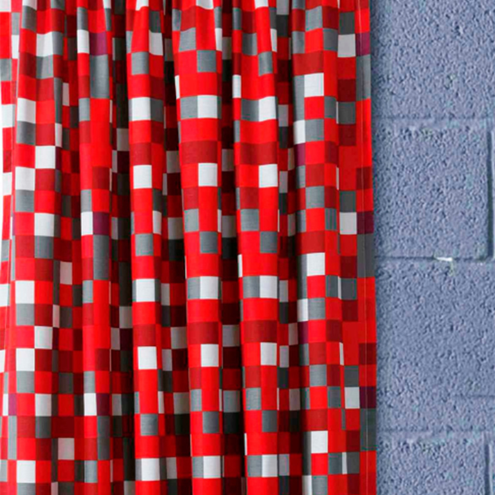Velosso Red Checkered Curtain 168X189cm Image 3