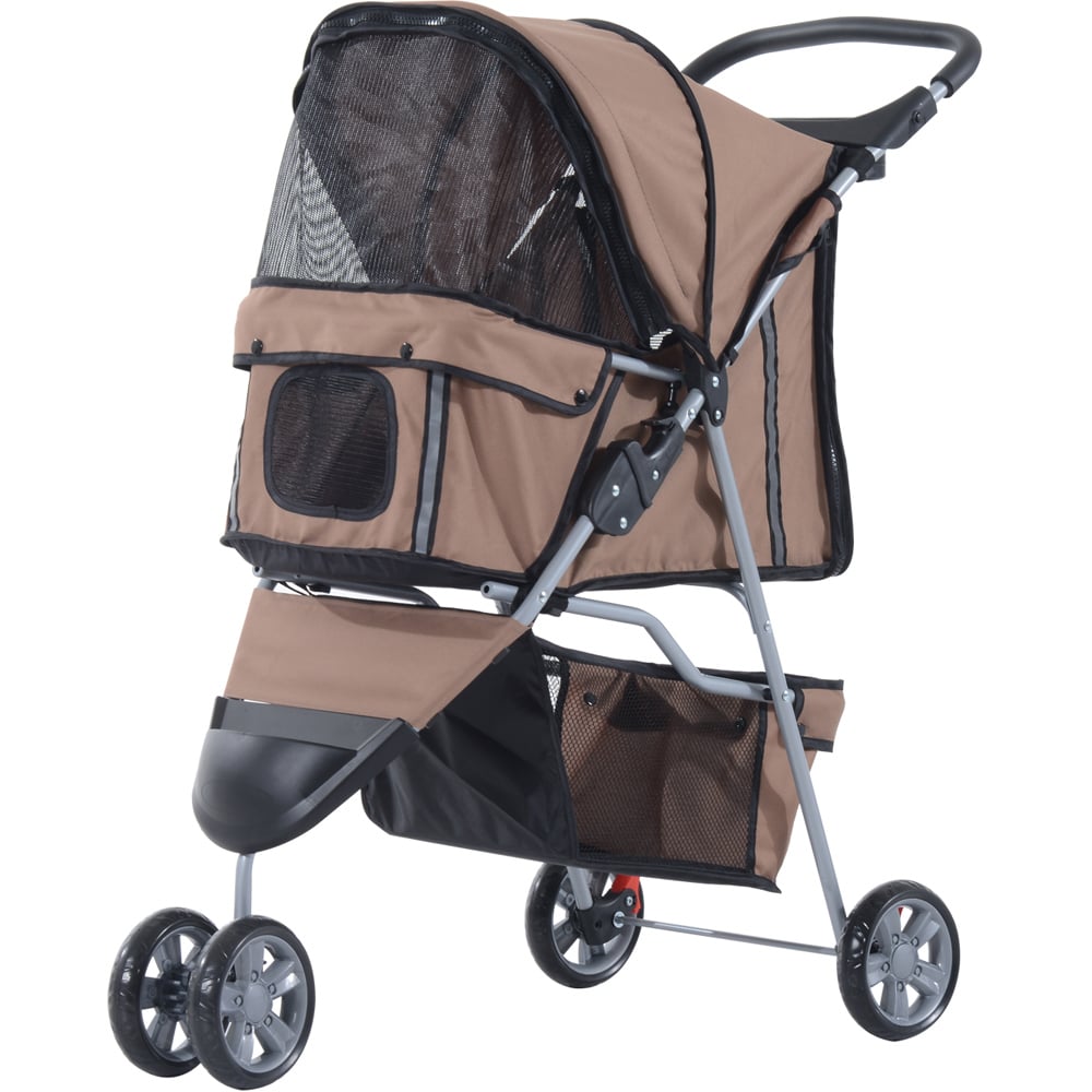 PawHut 3 Wheel Pet Stroller Brown Image 1