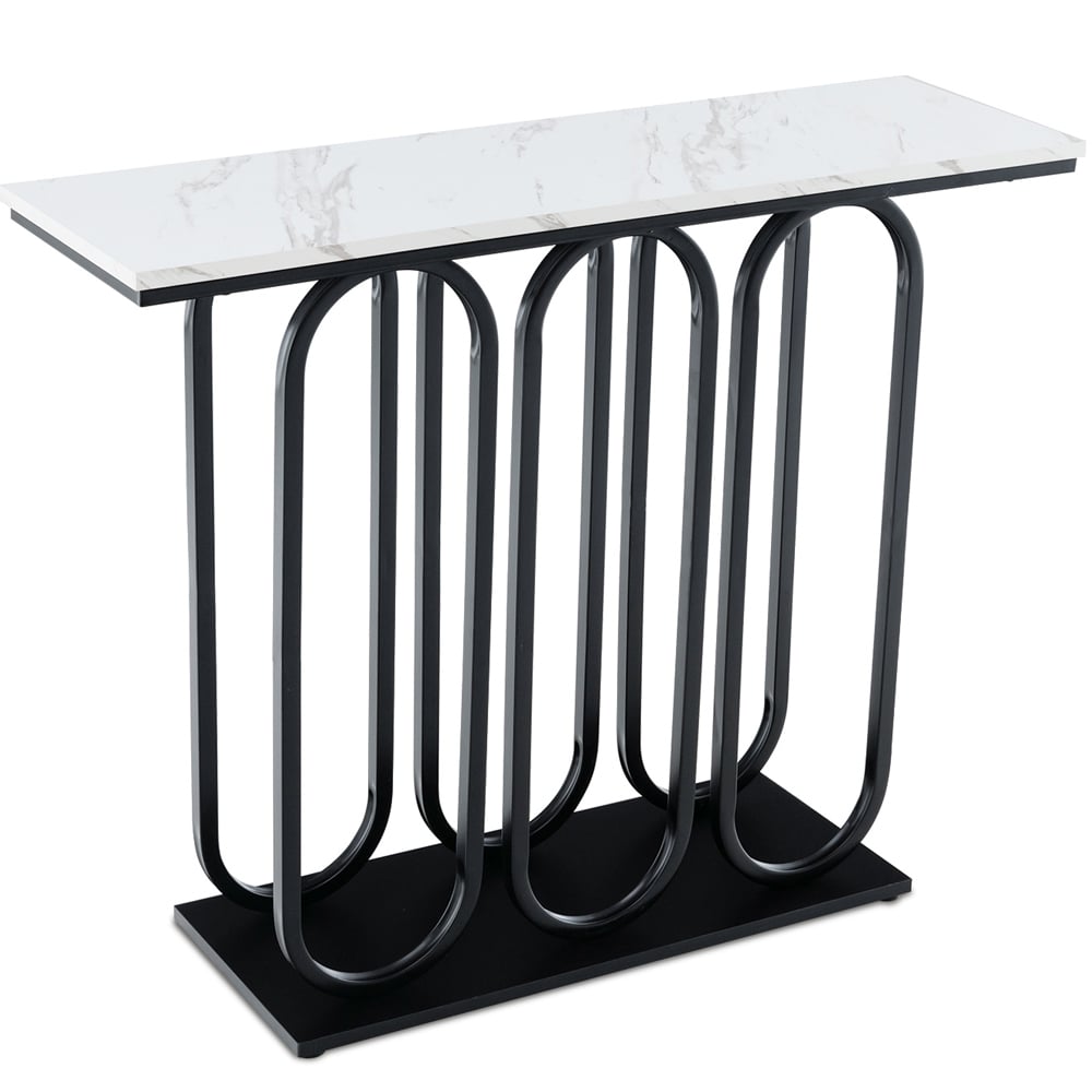Costway Black Faux Marble Side Table Image 2