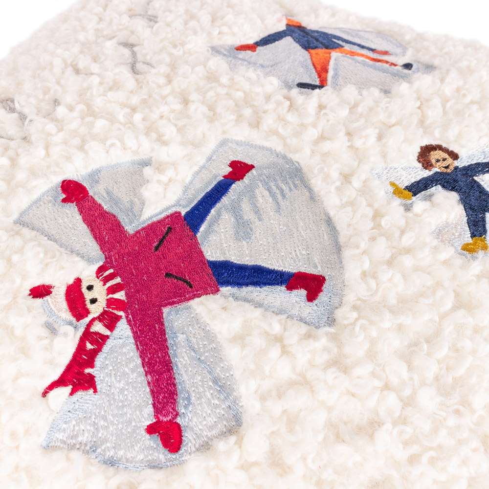 furn. White Christmas Together Snow Angels Boucle Cushion Image 5