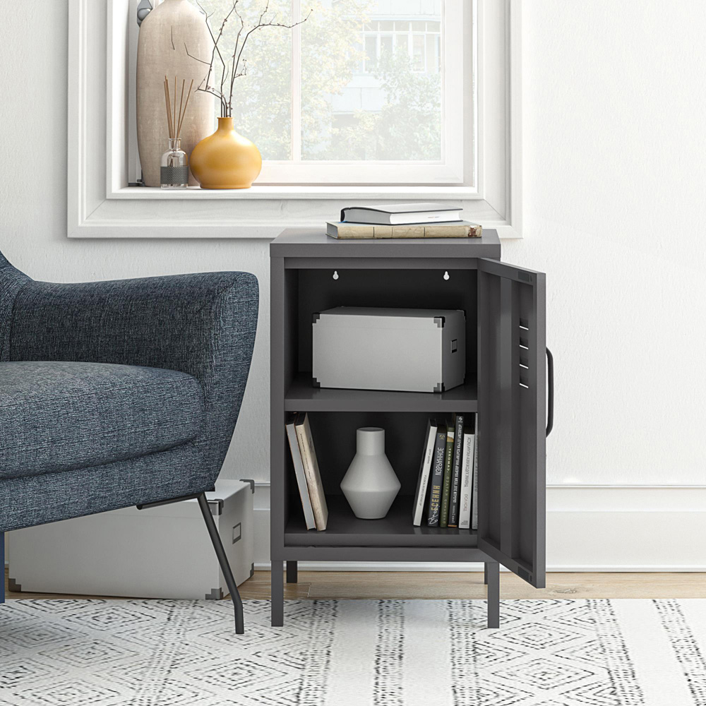 Dorel Bradford Single Door Grey Metal Locker End Table Image 6
