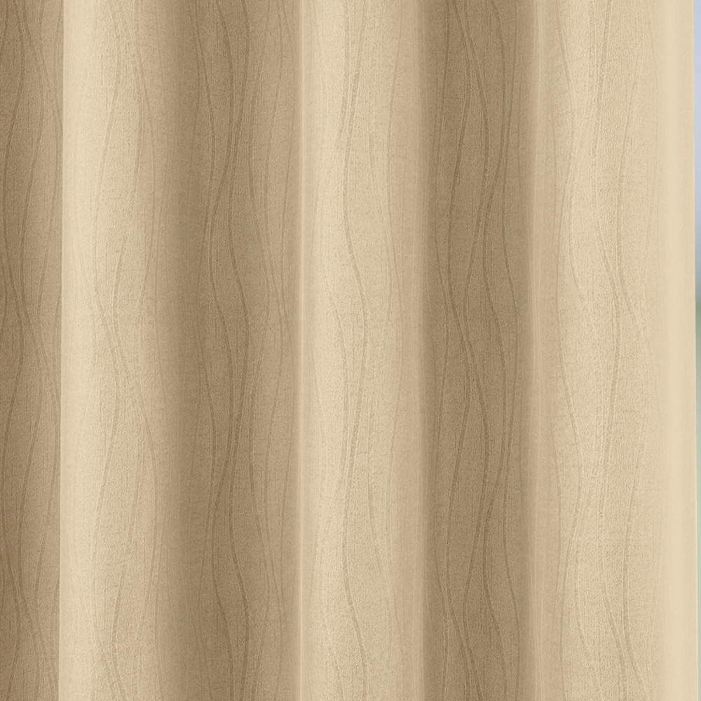 Enhanced Living Goodwood Cream Embossed Wave Thermal Eyelet Curtain 117 x 137cm Image 2