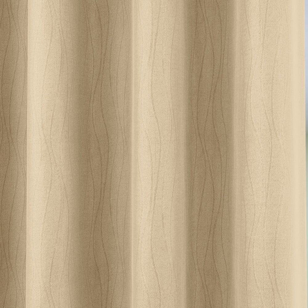 Enhanced Living Goodwood Cream Embossed Wave Thermal Eyelet Curtain 168 x 137cm Image 2