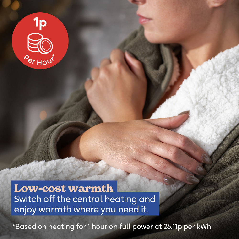 Russell Hobbs Green Sherpa and Microfleece Heated Throw with Controller 130 x 180cm Image 5
