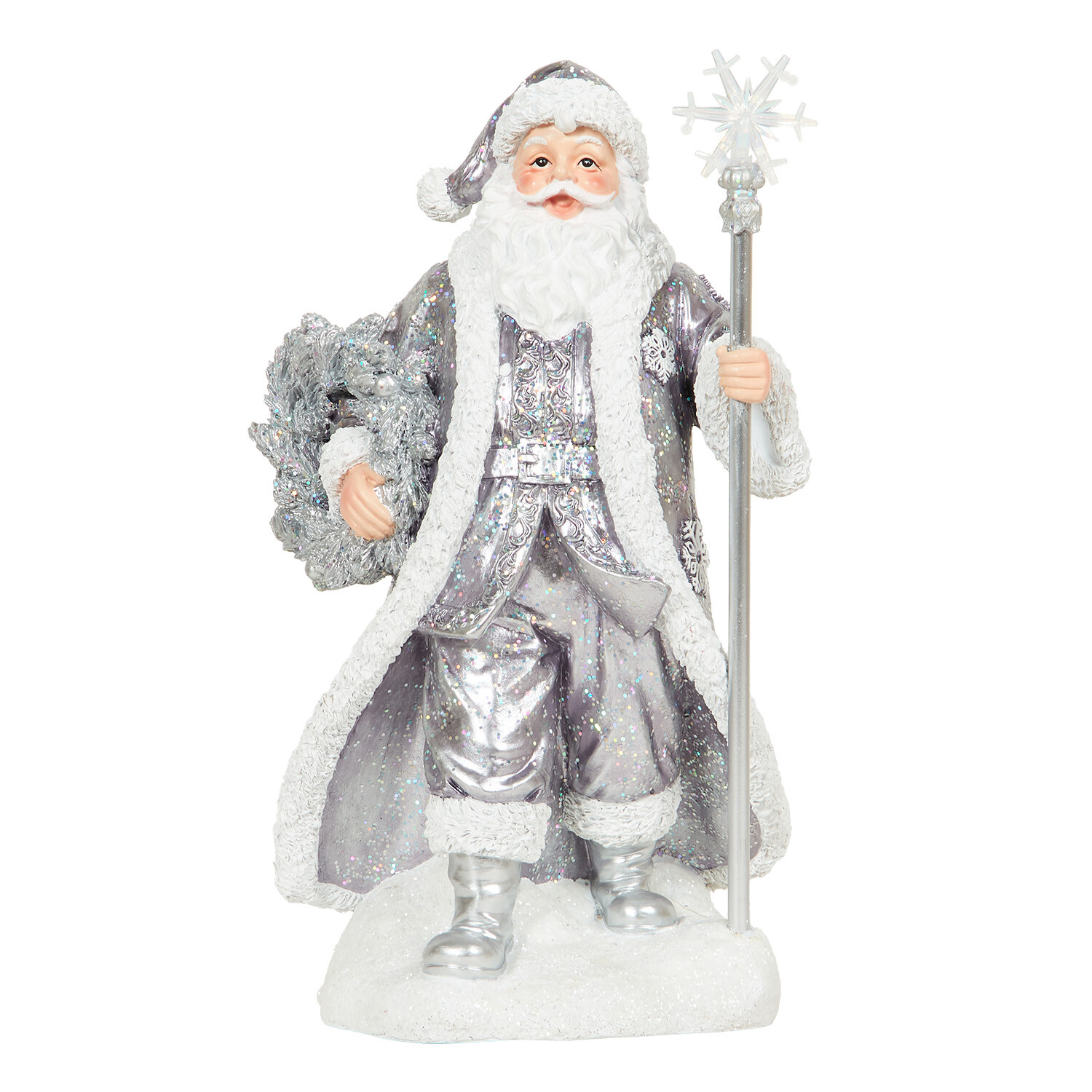 LED Glitter Santa Silver - Silver Image 1