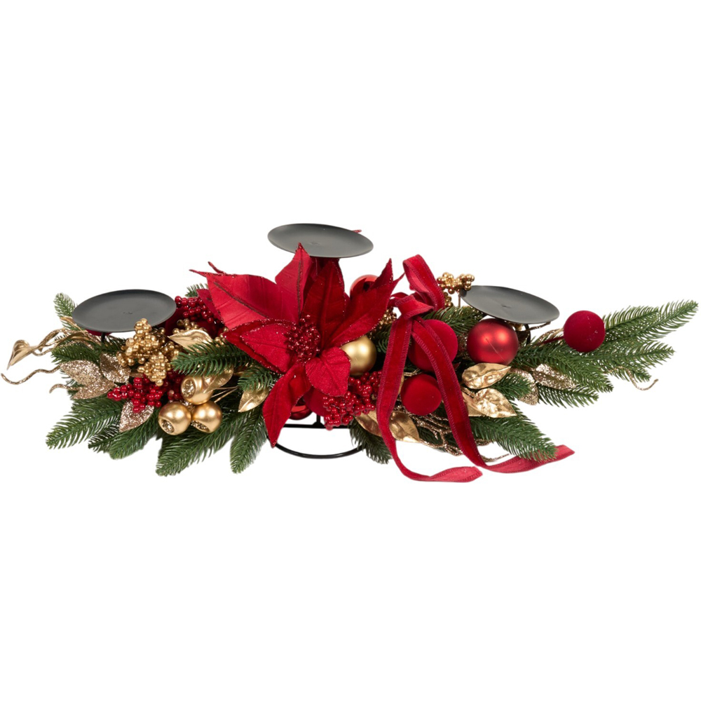 Noel Ribbon Poinsettia Candle Holder Image 2