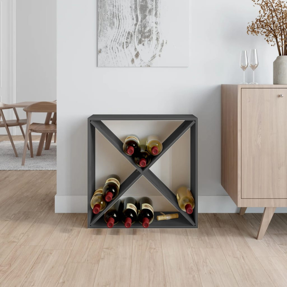 vidaXL 4 Shelf Grey Freestanding Wine Cabinet Image 5