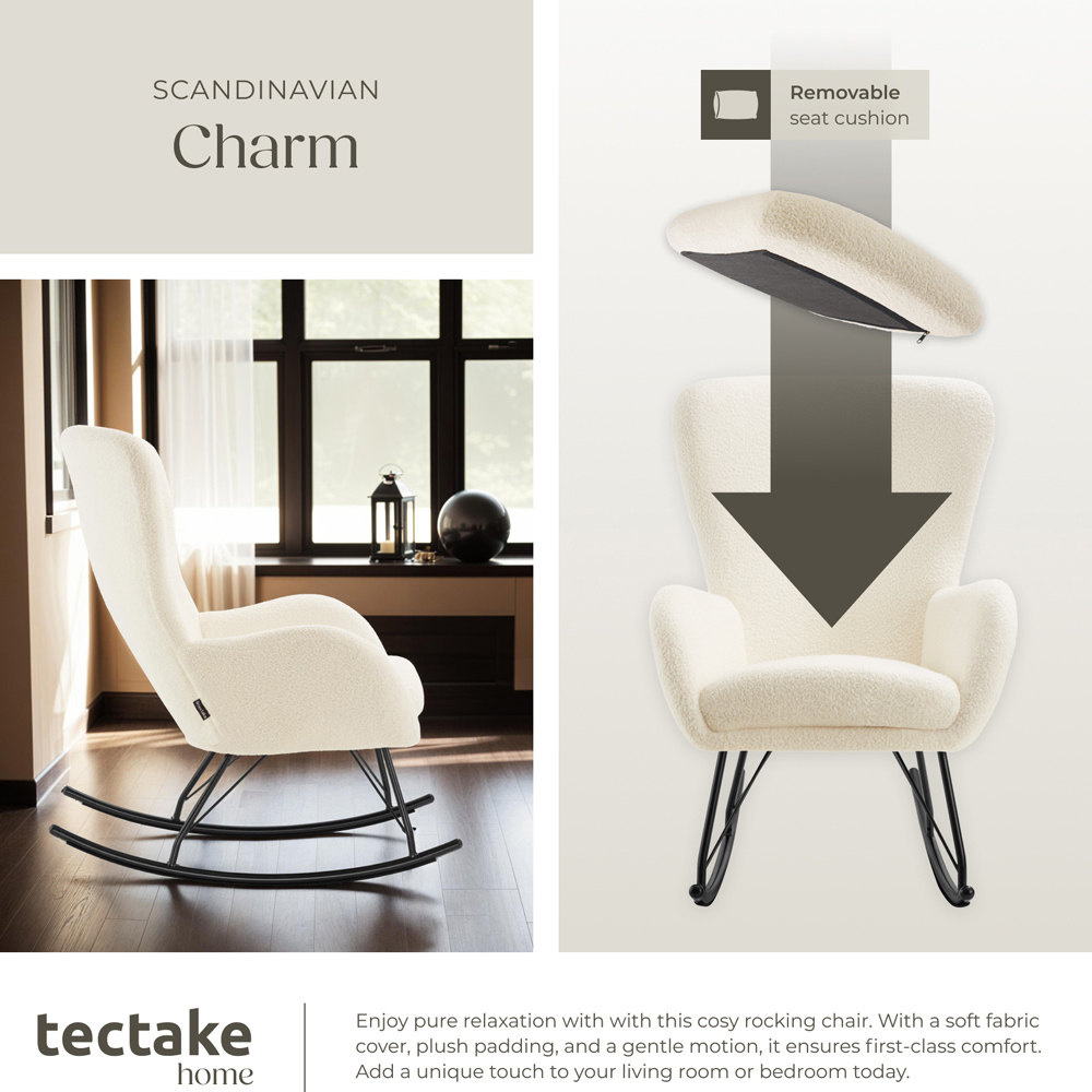 tectake Cream and Black Swing Rocking Chair Image 5