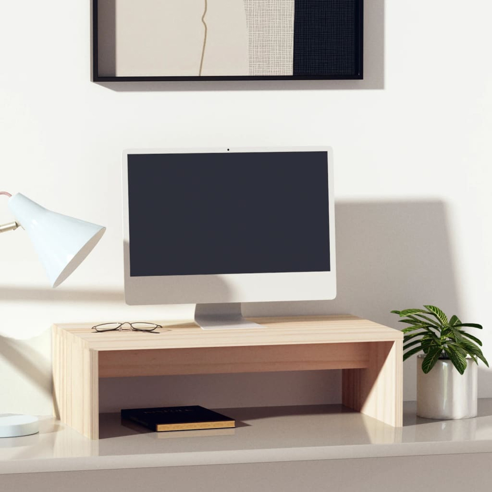 vidaXL Natural Solid Pine Wood Monitor Stand Image 2