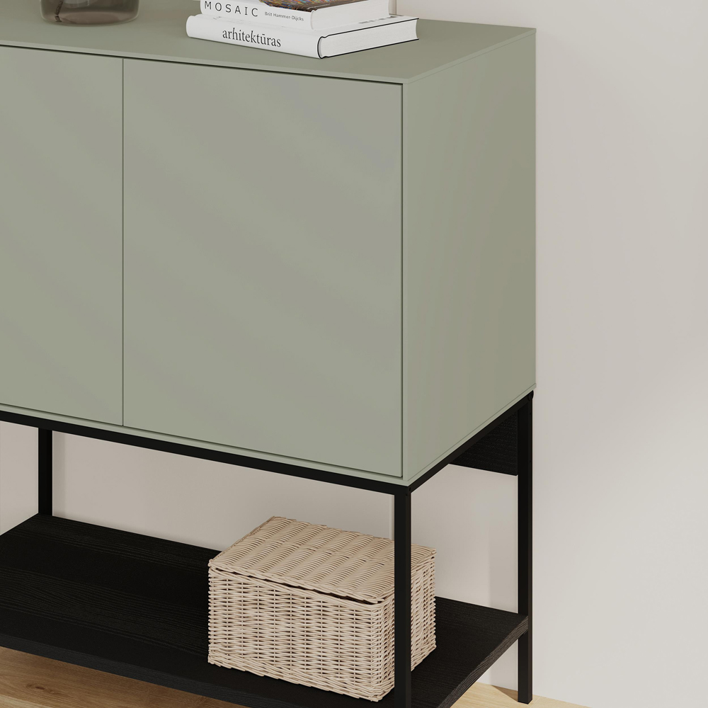 Decortie Amira 2 Door Single Shelf Ash Green Console Table Image 3
