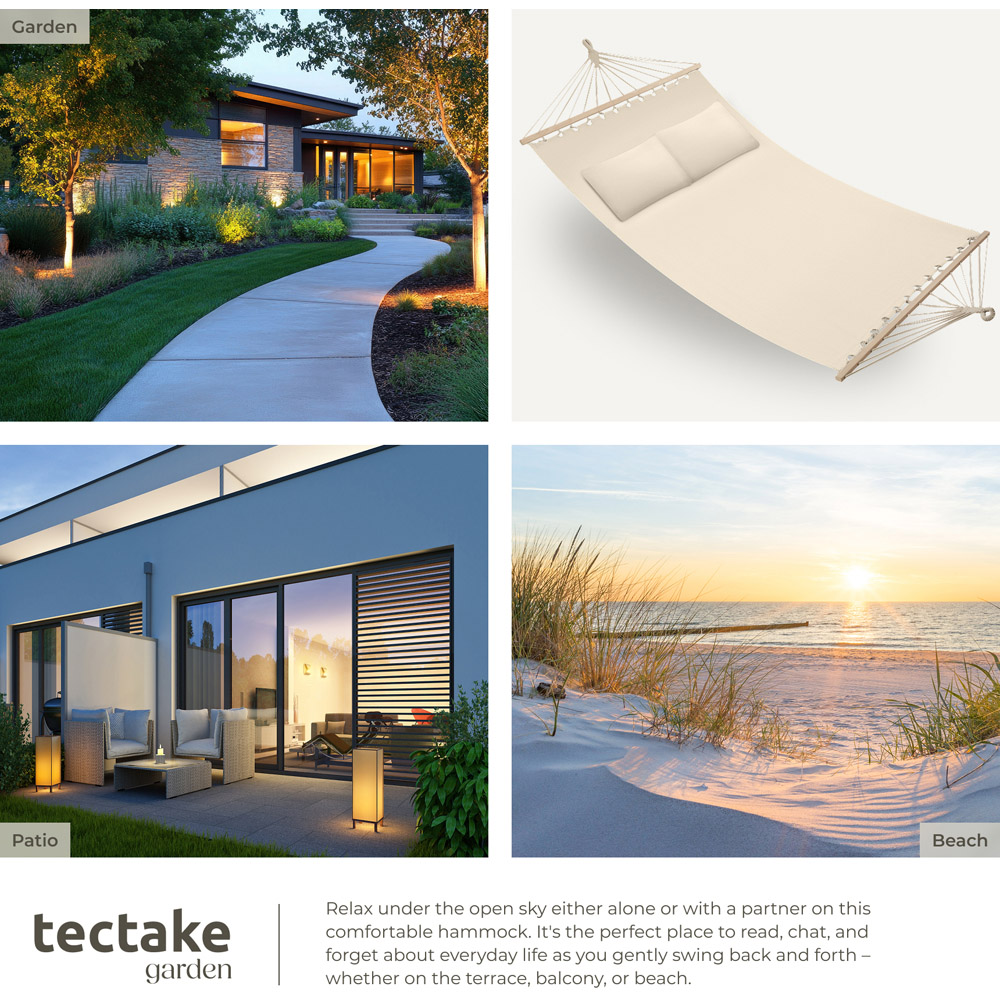 tectake Eden 2 Seater Beige Hammock with Support Bars Image 5
