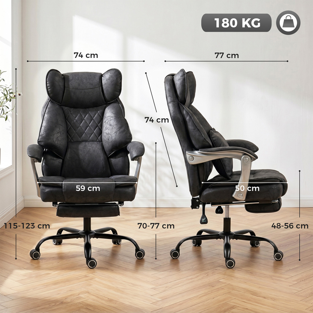HOMCOM Black Big and Tall Office Chair with Lumbar Support Image 9