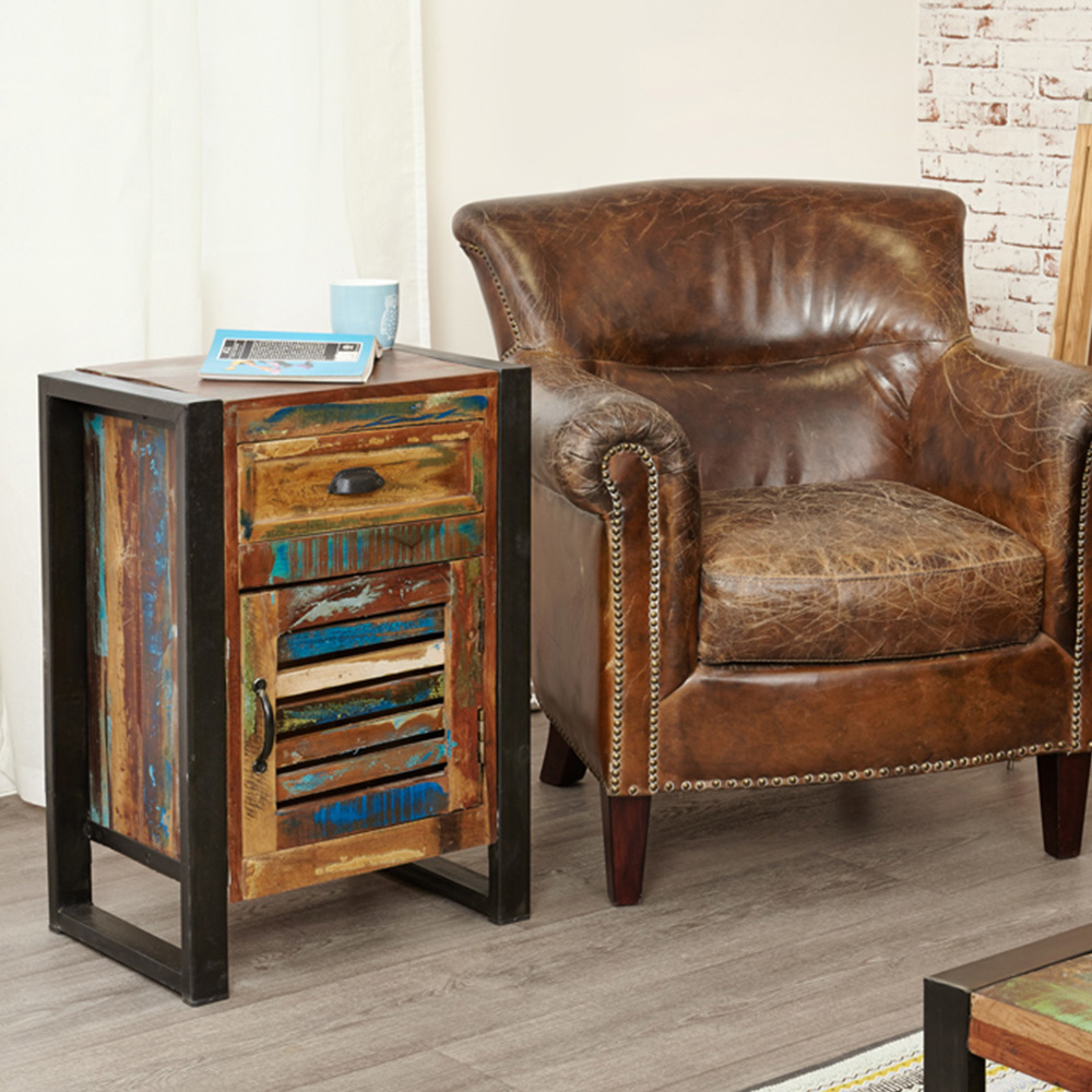 Baumhaus Urban Chic Single Door Single Drawer Lamp Table Image 3