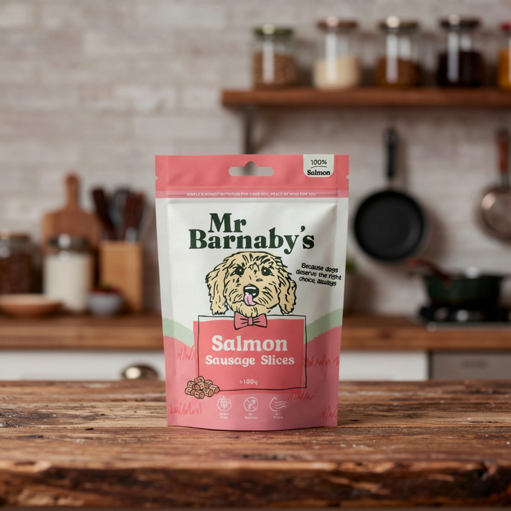 Mr Barnaby's Salmon Sausage Slices Dog Treats 100g 2 Pack Image 2