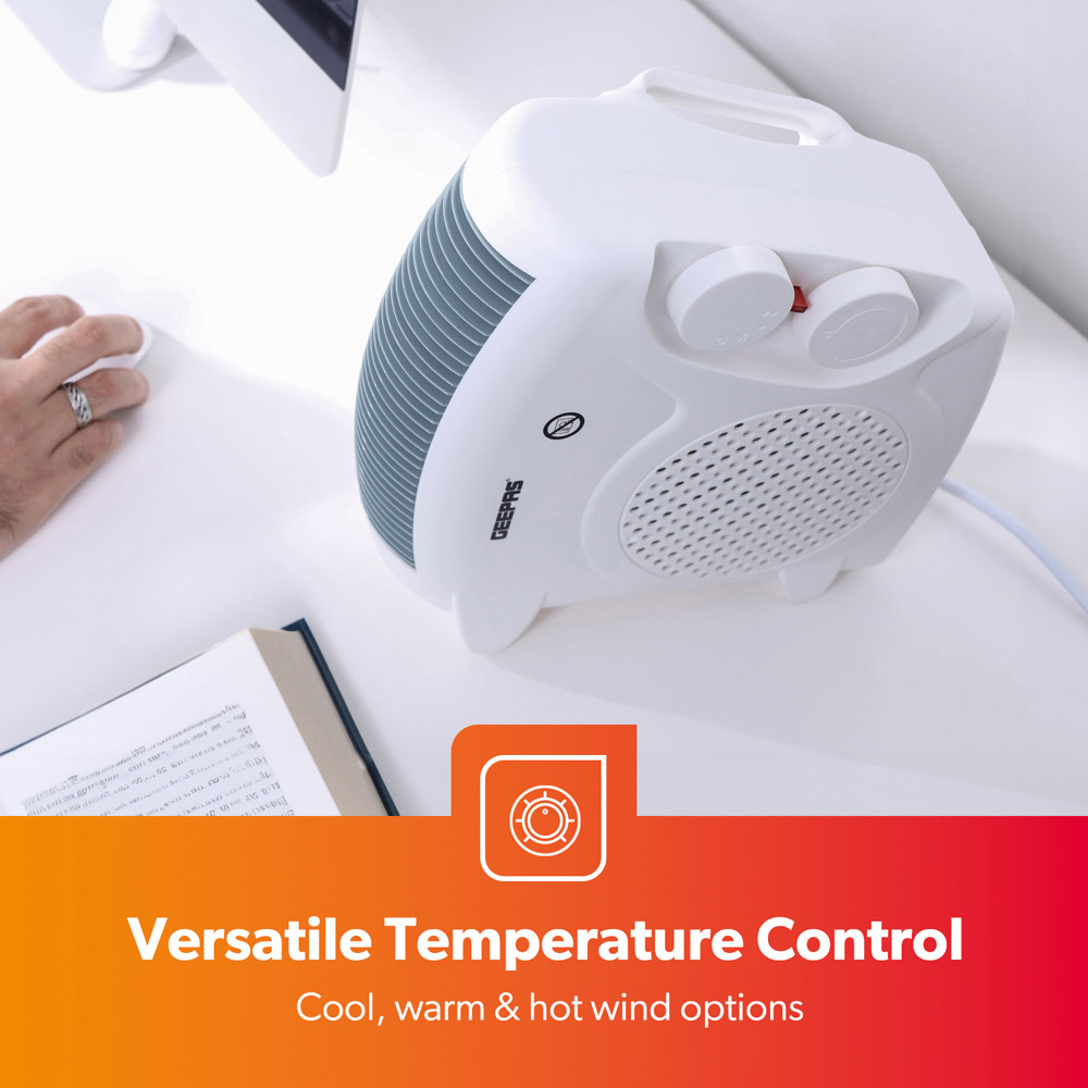 Geepas White Portable Fan Heater 2000W Image 3