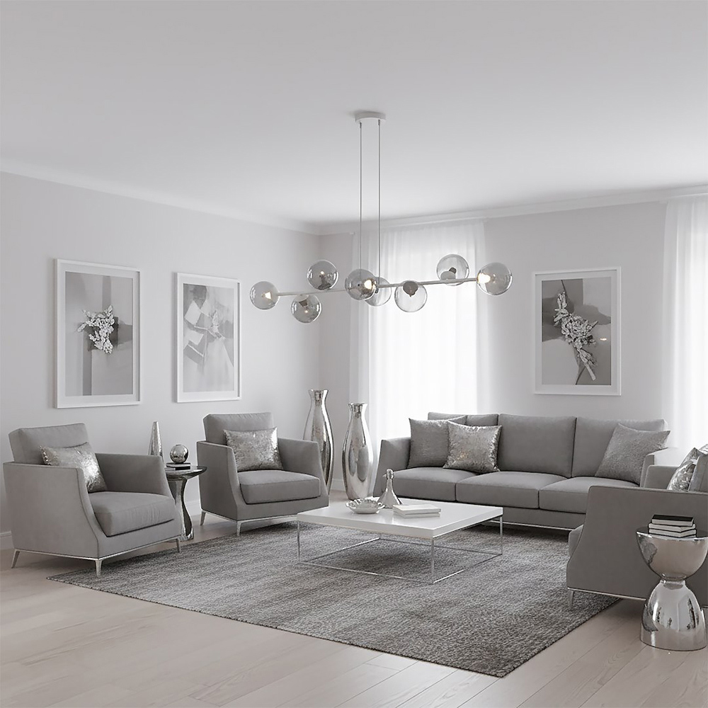 Emibig Magnus 8 Light Grey and Graphite E14 Ceiling Pendant Light Image 7