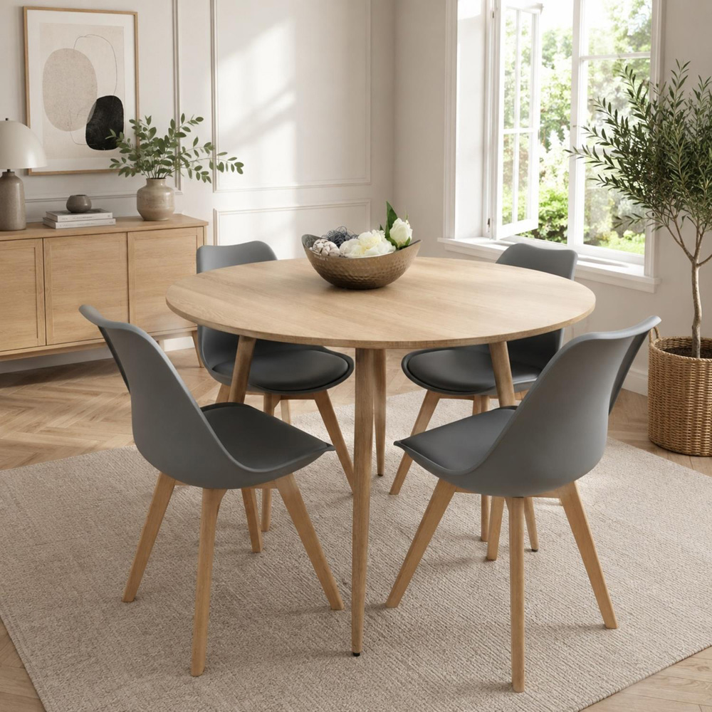 Kosy Koala 4 Seater Round Dining Set Grey Image 3
