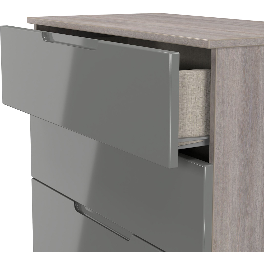 Crowndale Milan 4 Drawer Grey Gloss and Grey Oak Deep Chest of Drawers Ready Assembled Image 6