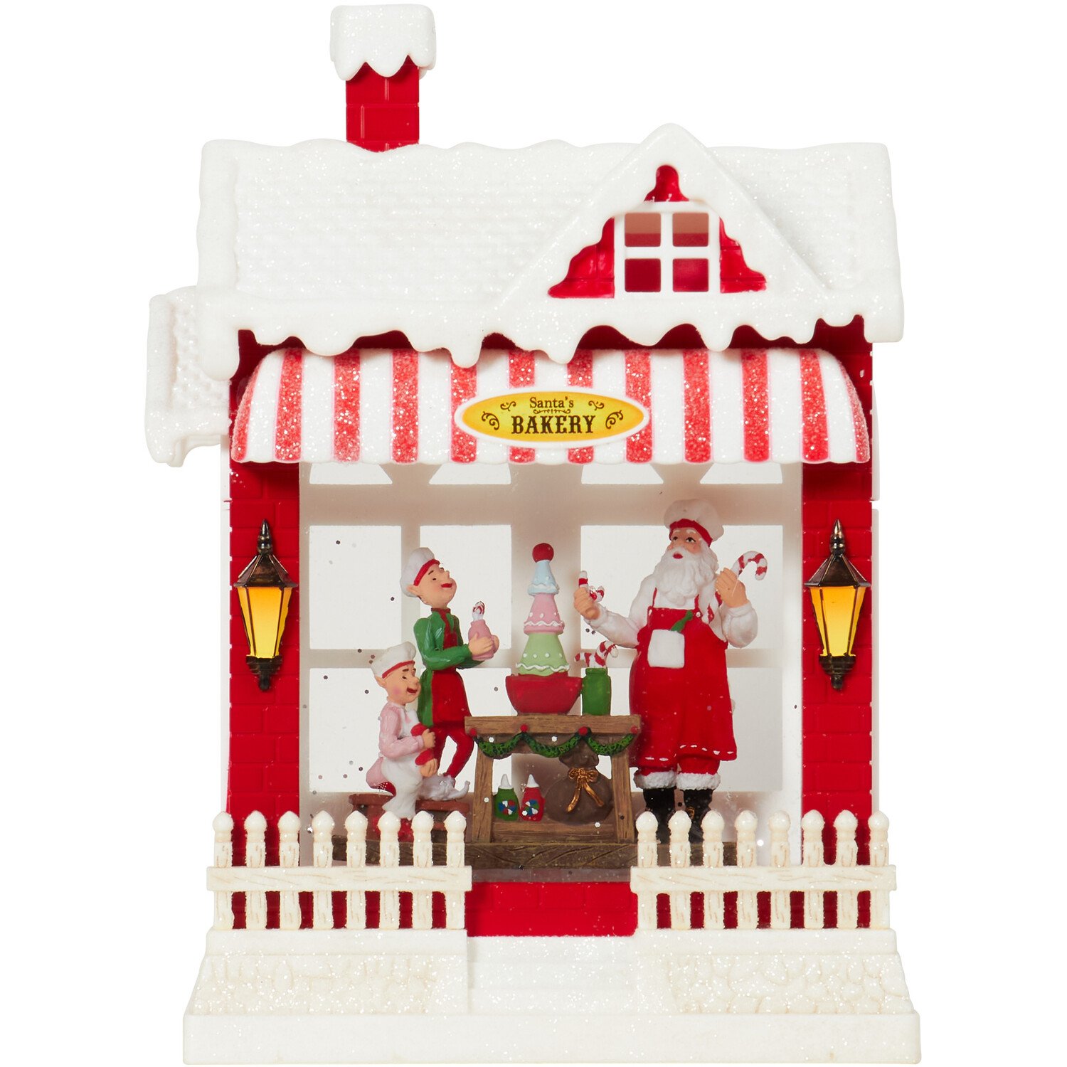 LED Glitter Spinner Santa's Bakery - Red Image 1