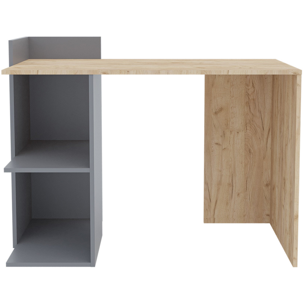 Shefa Iris 2 Shelf Computer Desk Anthracite and Gold Craft Oak Image 3