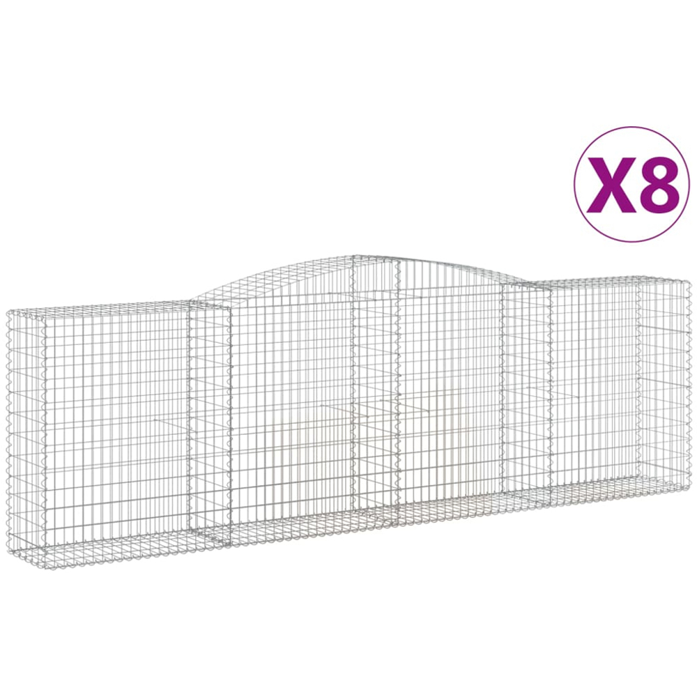 vidaXL Silver Galvanised Iron Arched Gabion Basket 400 x 50 x 120/140cm 8 Pack Image 2