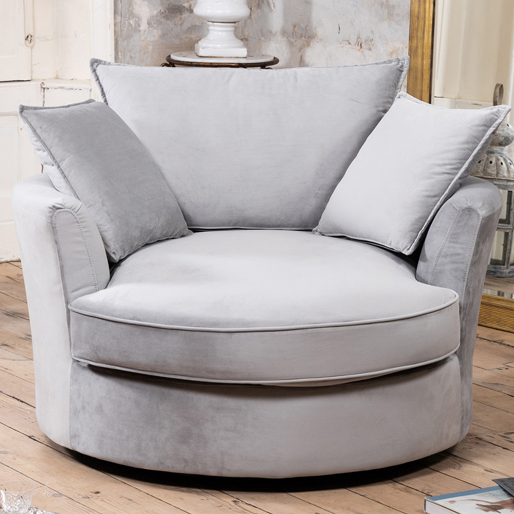 Artemis Home Havana Grey Velvet Swivel Chair Image 1