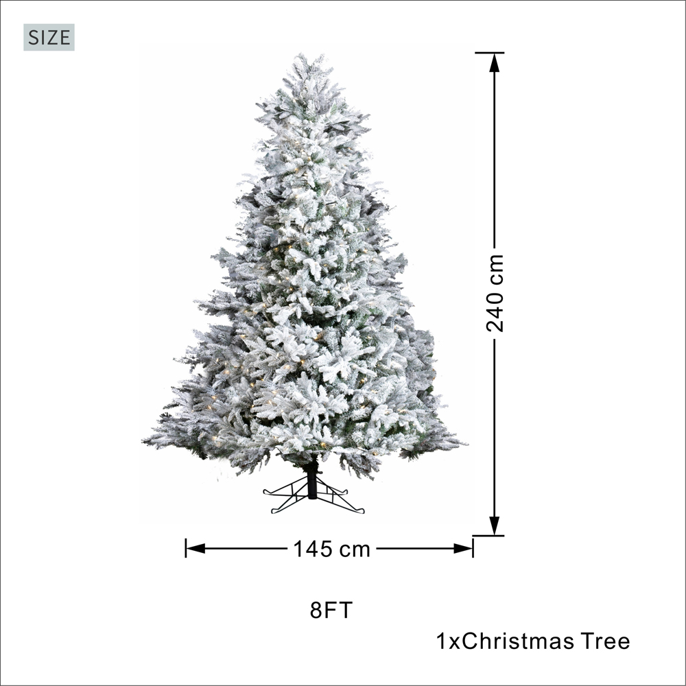 Abrihome 620 Warm White LED Pre-Lit Noble Fir Snow Covered Artificial Christmas Tree 8ft Image 9