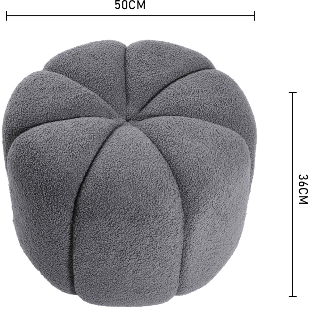 Living and Home Grey Channel Upholstered Round Ottoman Footstool Image 8