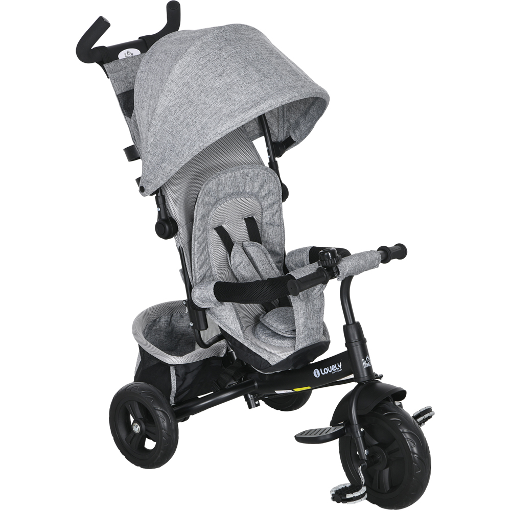 Tommy Toys Grey 6 in 1 Kids Trike with Parent Handle Green Image 1