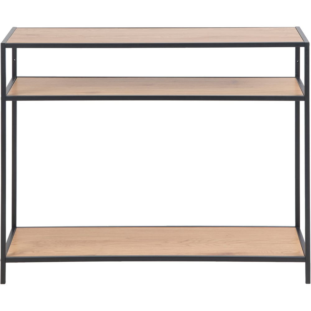 Florence Seaford 2 Shelf Black and Oak Console Table Image 3