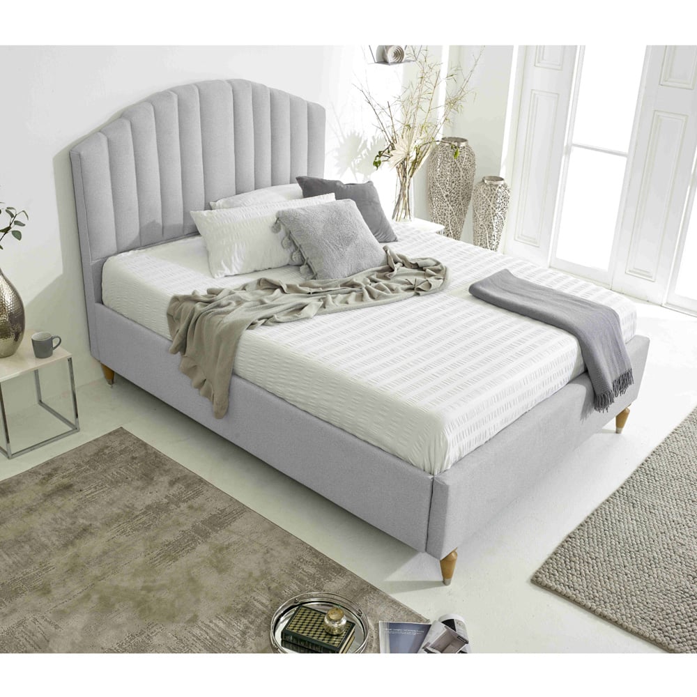 Eleganza Henrik King Size Silver Arlington Fabric Bed Frame with Curved Headboard Image 7