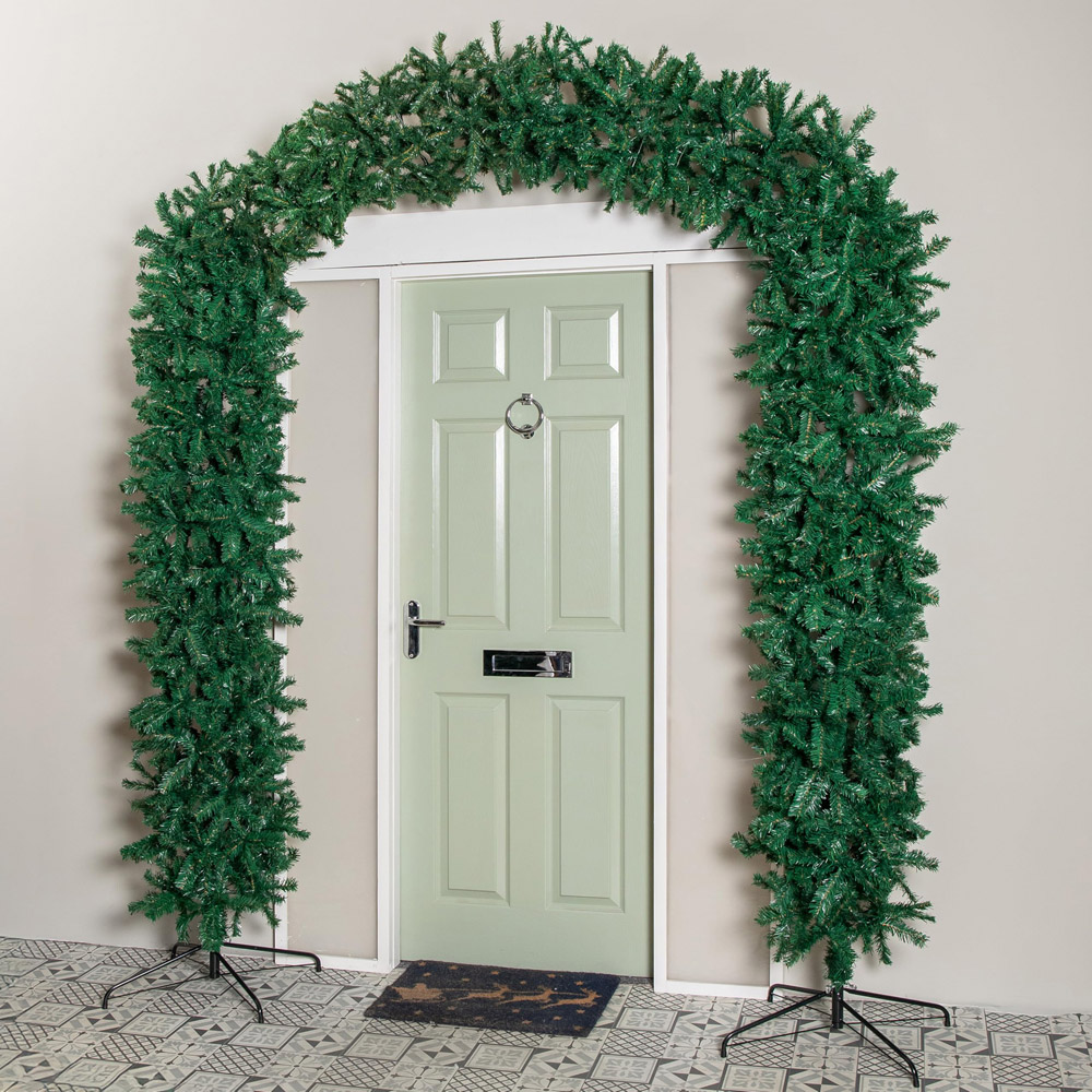 Samuel Alexander Double Door Plain Green Christmas Tree Arch with 2000 Tips 8ft Image 2