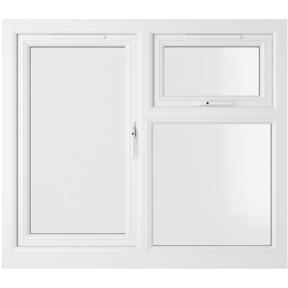 Crystal uPVC Double Glazed Window RH Side Hung and Top Opener White Clear Glass 1190x1115mm Image 2