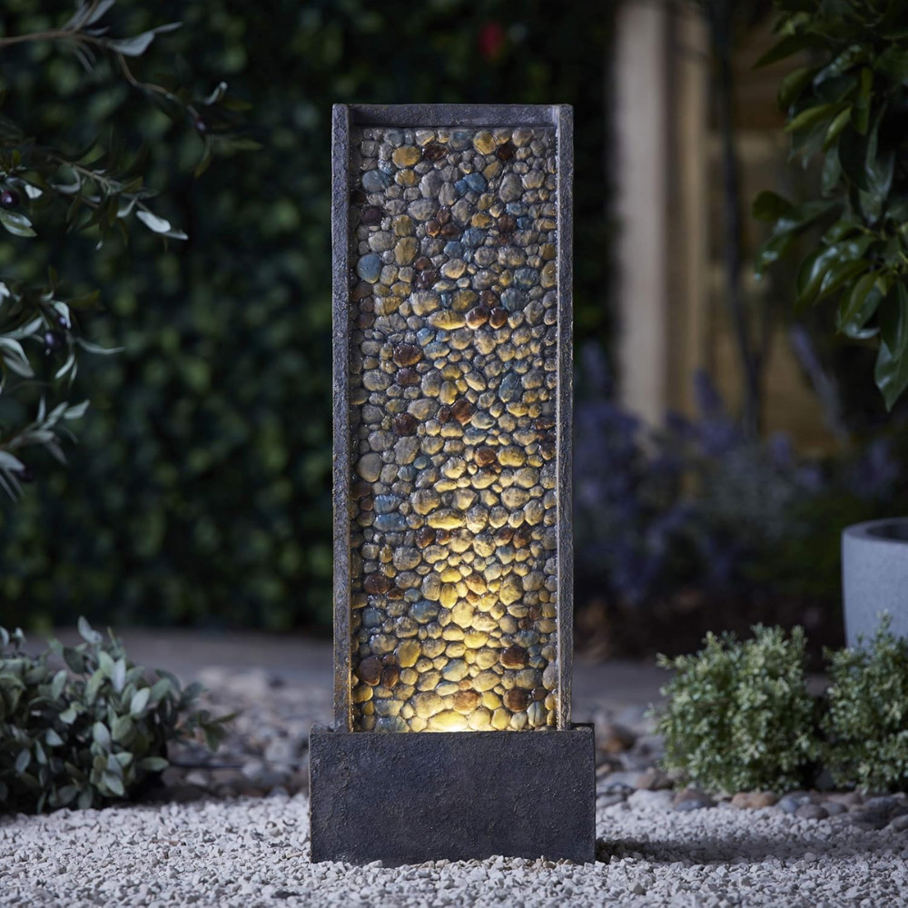 Serenity Vertical Pebble Waterfall Mains Powered LED Water Feature Image 2