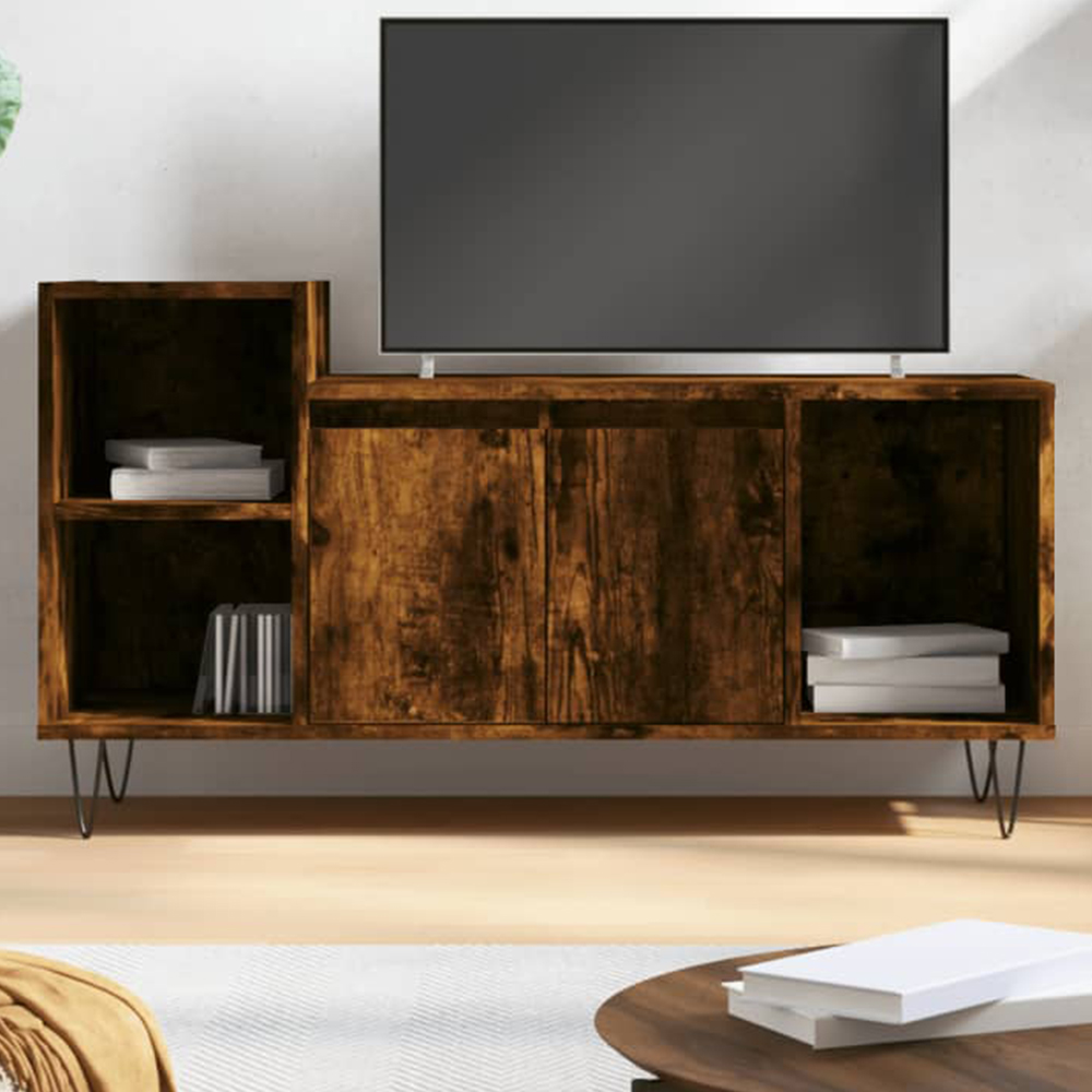 vidaXL 2 Door 3 Open Shelf Brown TV Cabinet Image 1