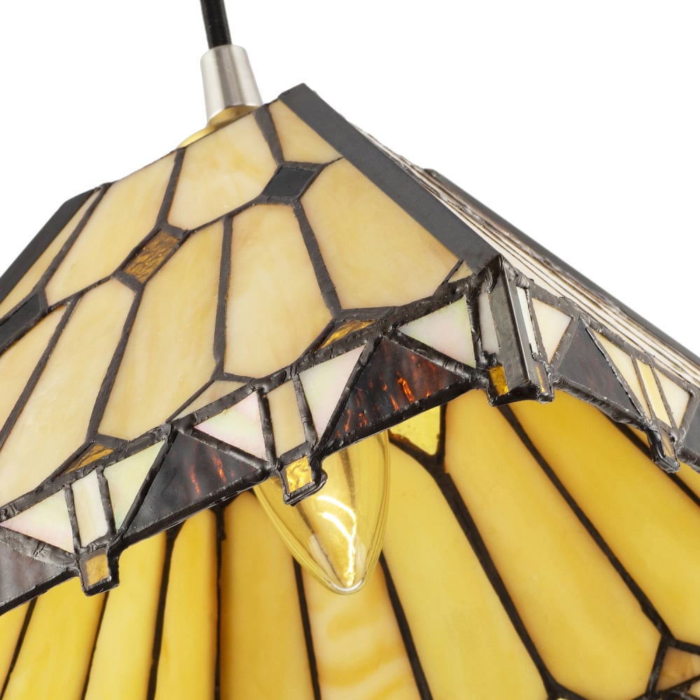 Happy Homewares Art Deco Amber Tiffany Pendant Shade Image 6