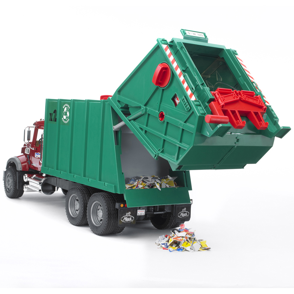 Bruder MACK Granite Garbage Truck with Garbage Cans Image 4