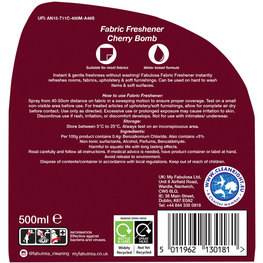 Fabulosa Room and Fabric Freshener Cherry Bomb Image 2